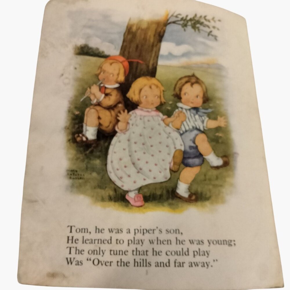 Mary LaFetra Russell Nursery Rhyme Page Art Print Vintage Tom the Pipers Son